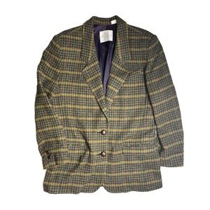 First Issue American Design Womens Plaid Blazer Jacket Shetland Wool Size 12